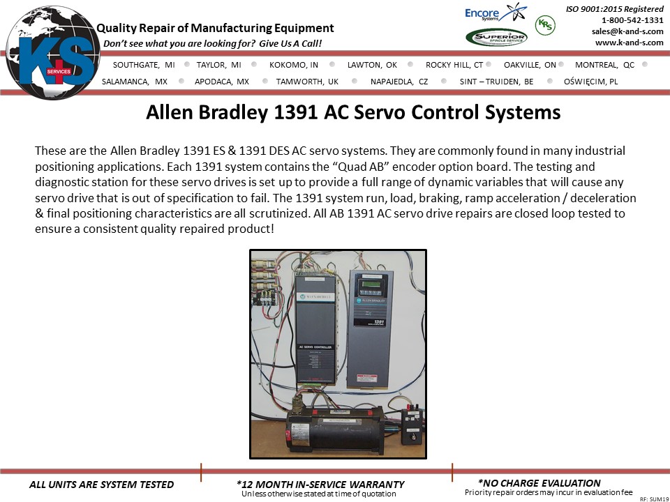 Allen Bradley 1391 AC Servo Control System