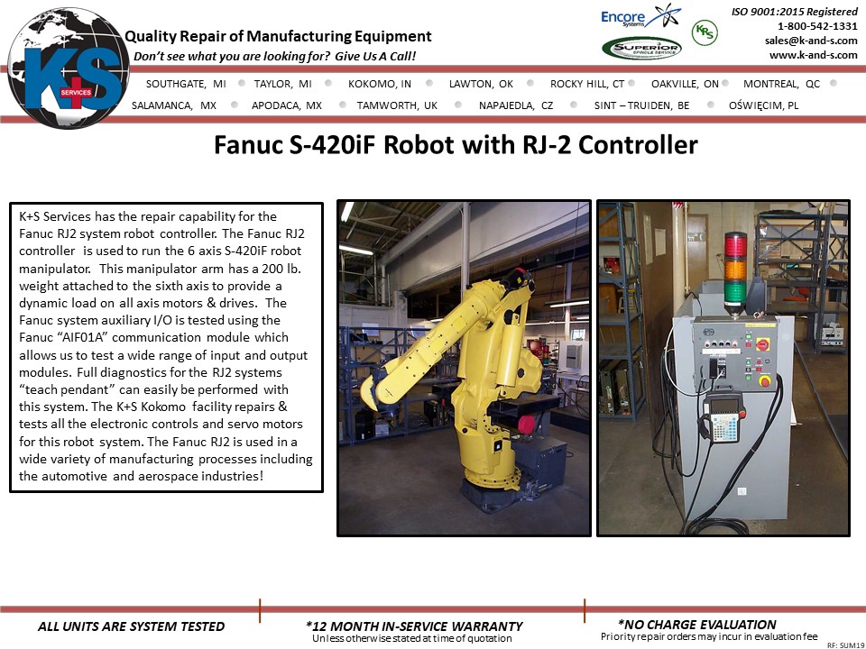 Fanuc S-420iF Robot with RJ2 Controller