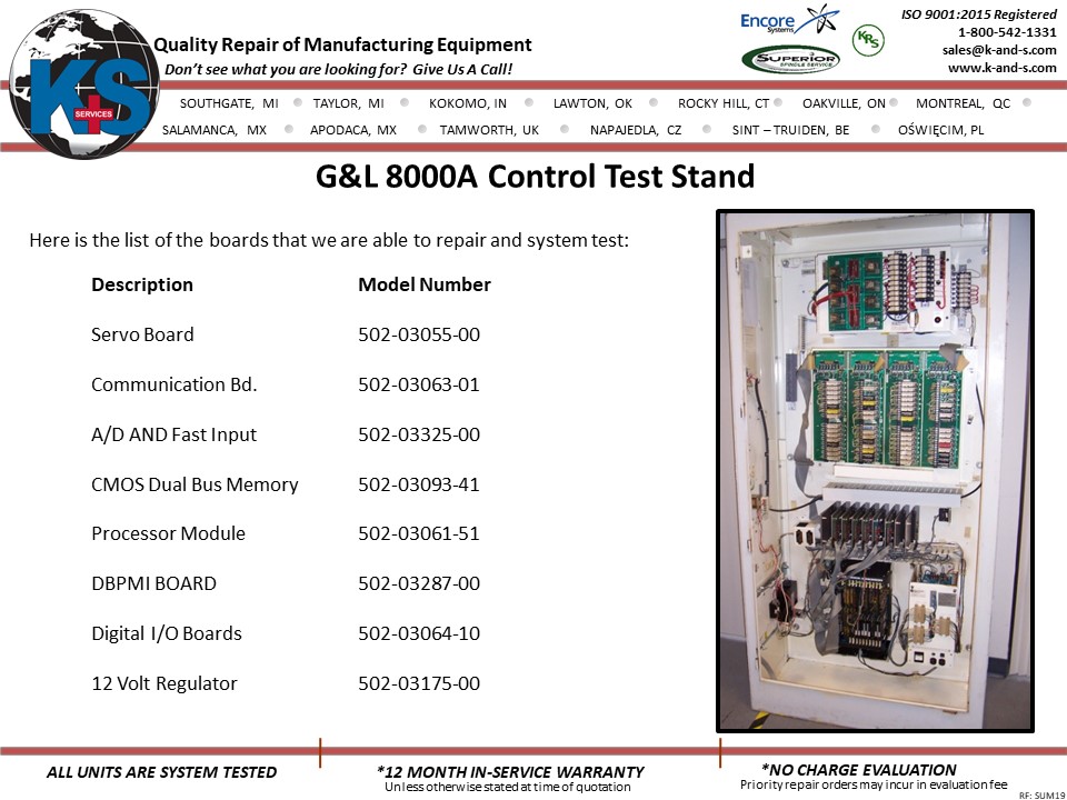 G&L 8000A Control Test Stand