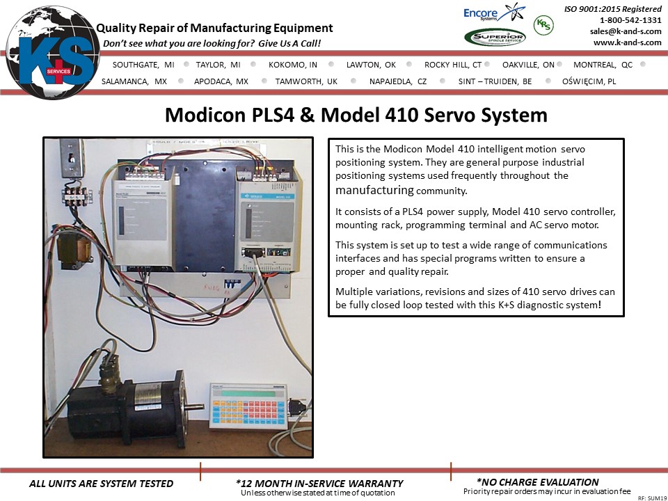 Modicon PLS4 and Model 410 Servo Systems