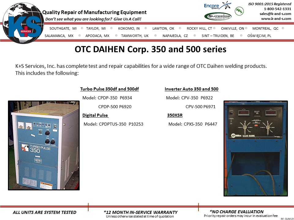 OTC Daihen Corp 350 and 500 Series