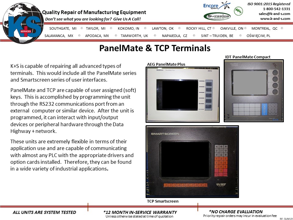 PanelMate and TCP Terminals