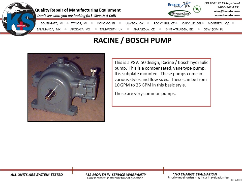 Racine - Bosch Pump