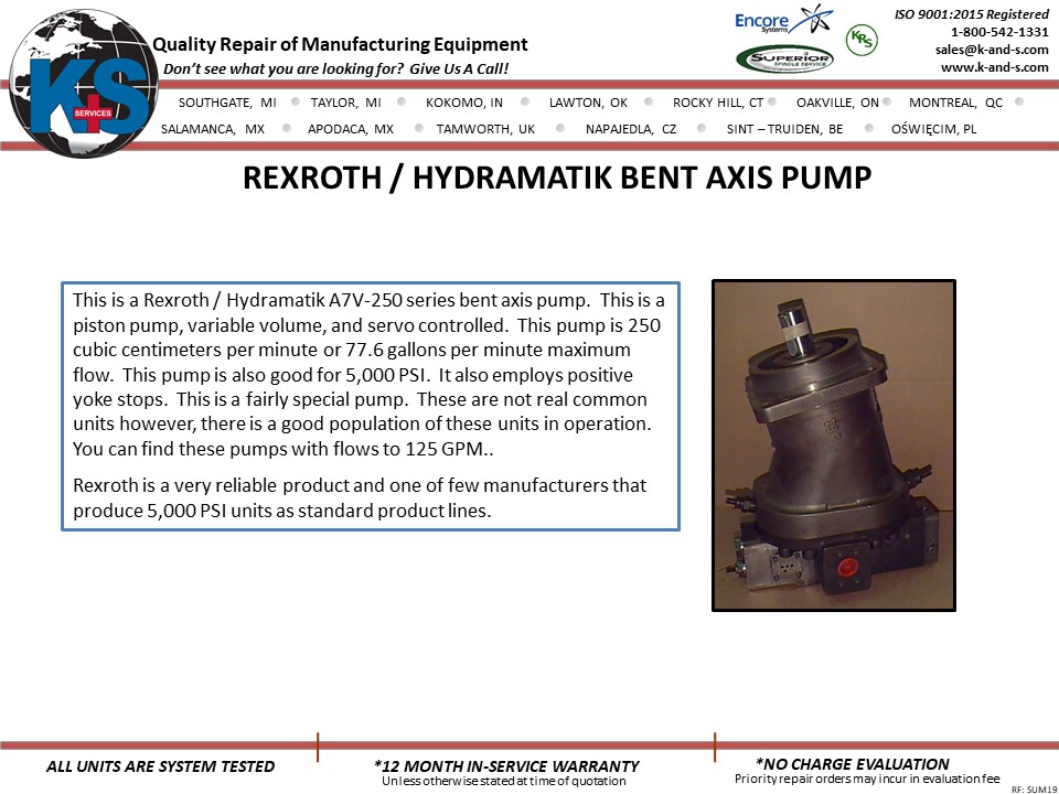 Rexroth-Hydamatrik Bent Axis Pumps