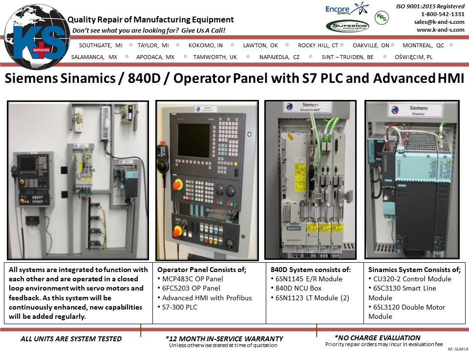 Siemens Sinamics / 840D / Operator Panel with S7 PLC and Advanced HMI