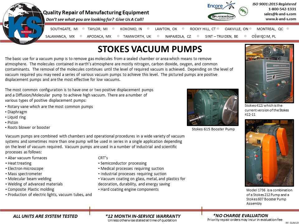 Stokes Vacuum Pumps