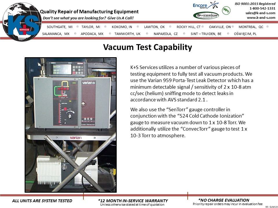 Varian Vacuum Test Capability