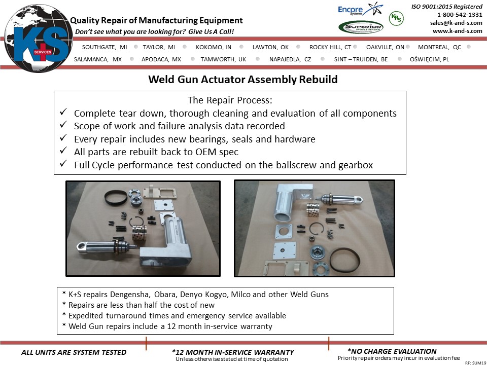 Weld Gun Actuator Assembly Rebuild