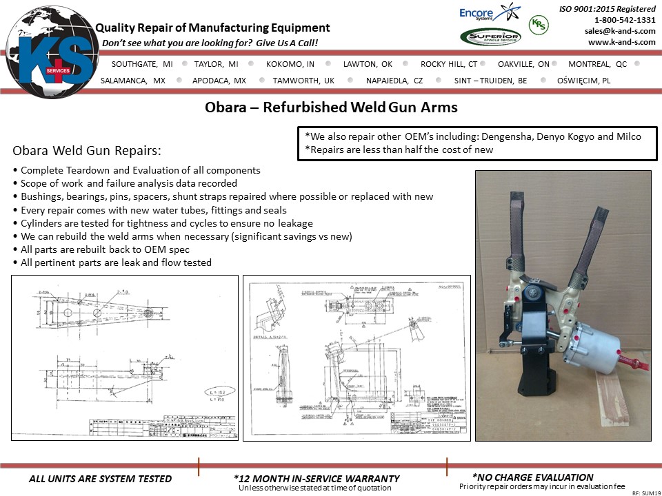 Obara - Refurbished Weld Gun Arms
